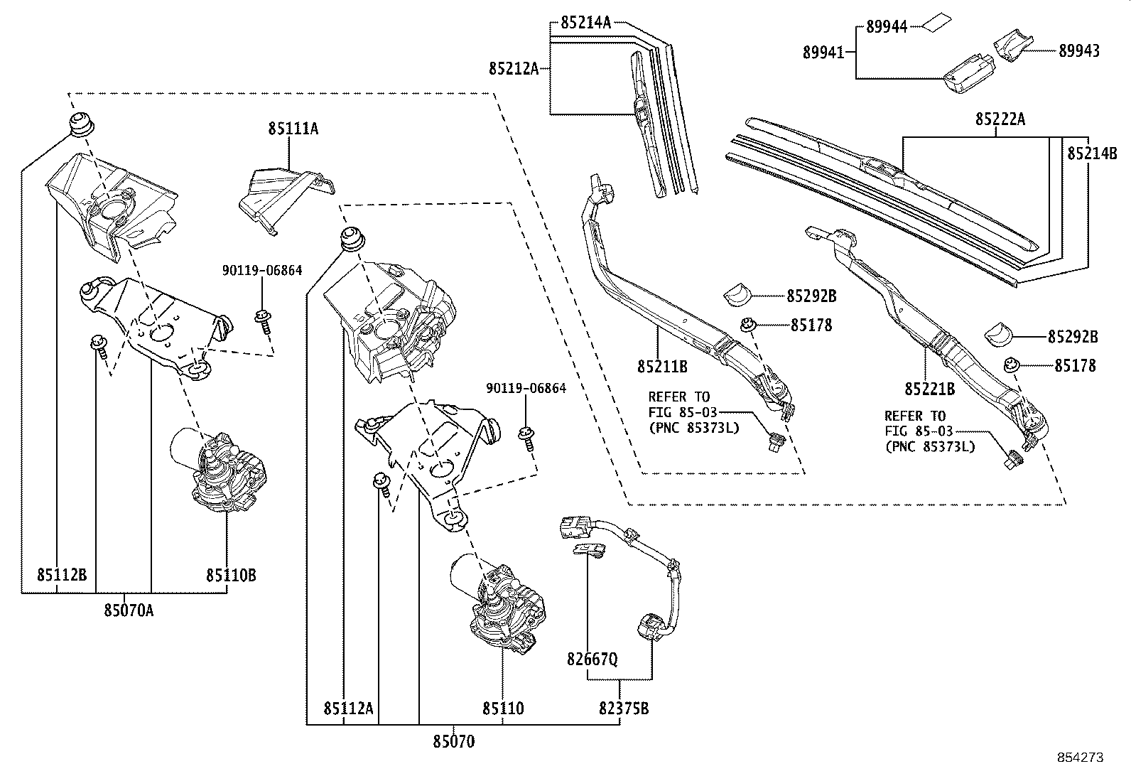 85211-11010 ARM, FRONT WIPER, RH product image