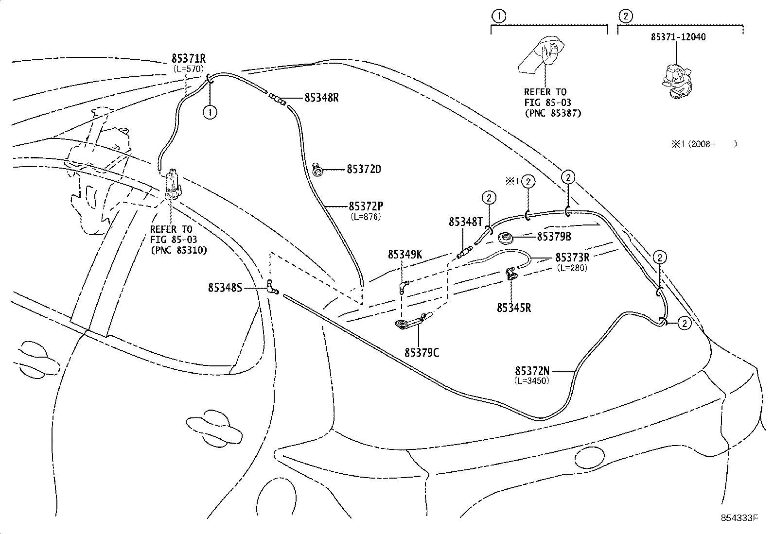 90069-46108 HOSE, REAR WASHER (FROM JOINT TO JOINT), NO.1 product image