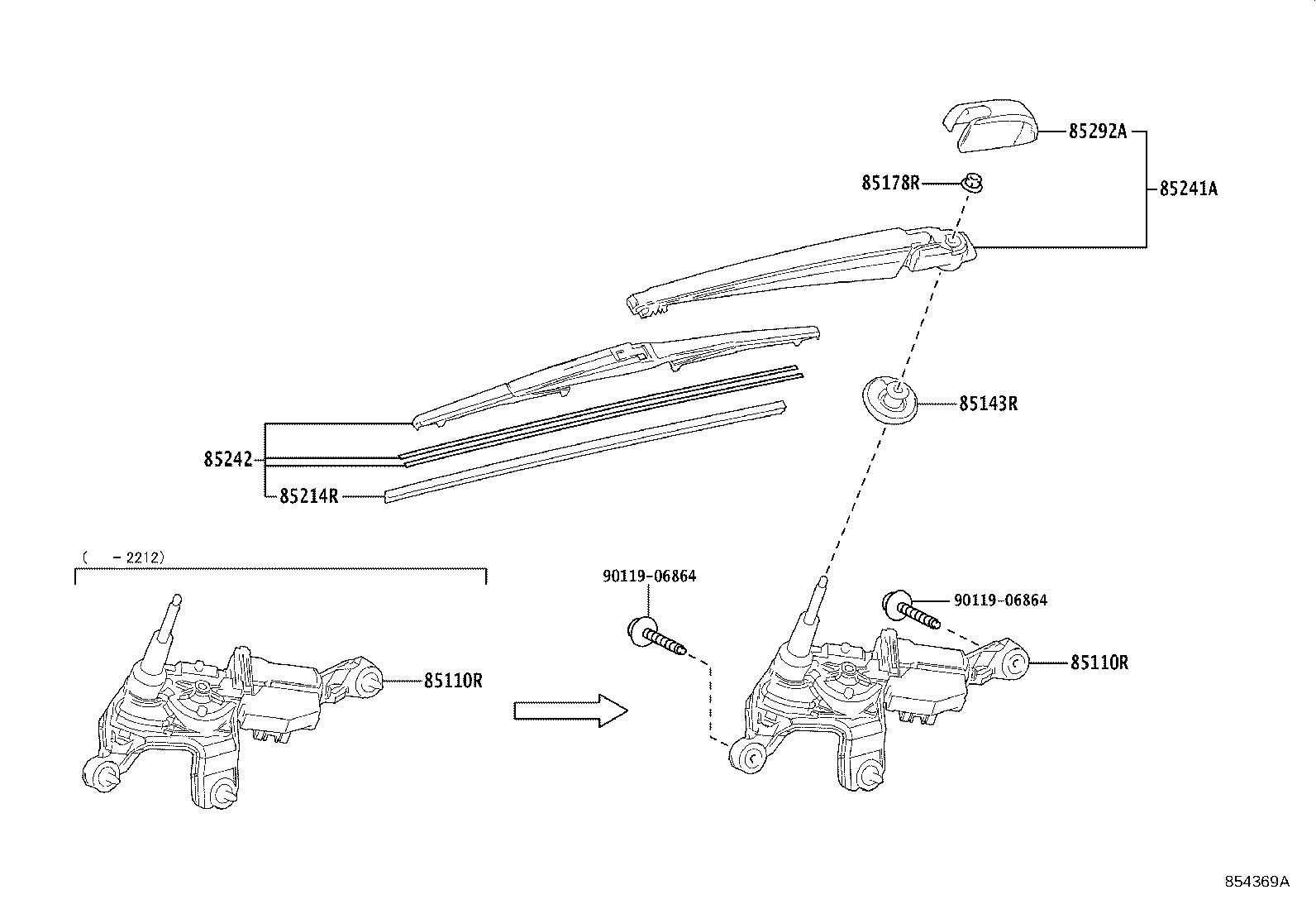 Toyota 85241-48100 ARM, REAR WIPER