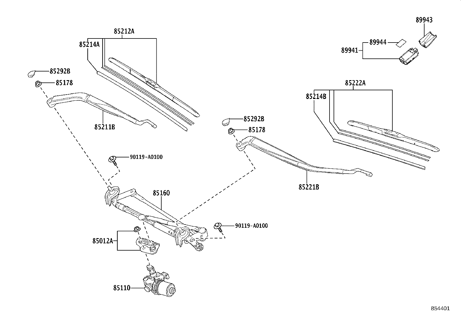 85222-0E100 BLADE, FR WIPER, LH product image