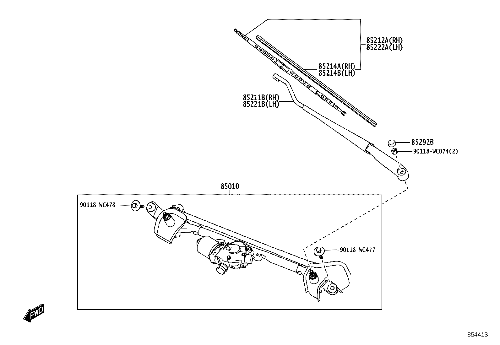 85211-WC002 ARM, FRONT WIPER, RH product image