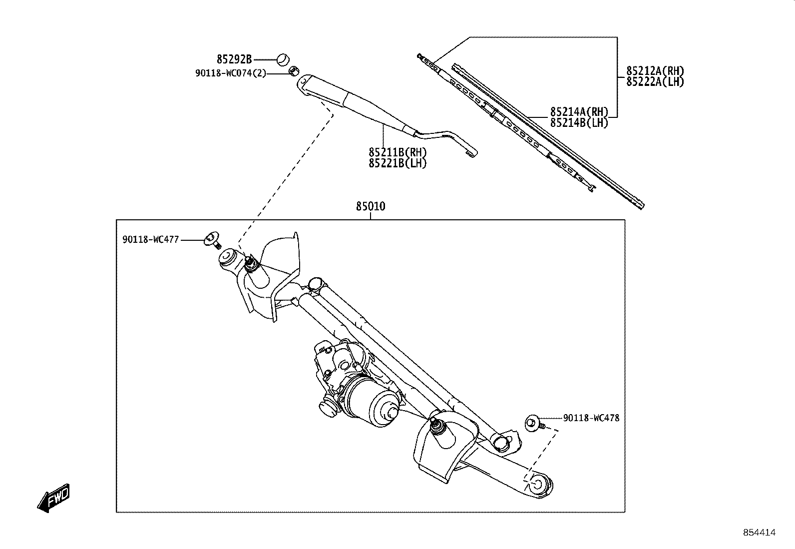 85211-WC002 ARM, FRONT WIPER, RH product image