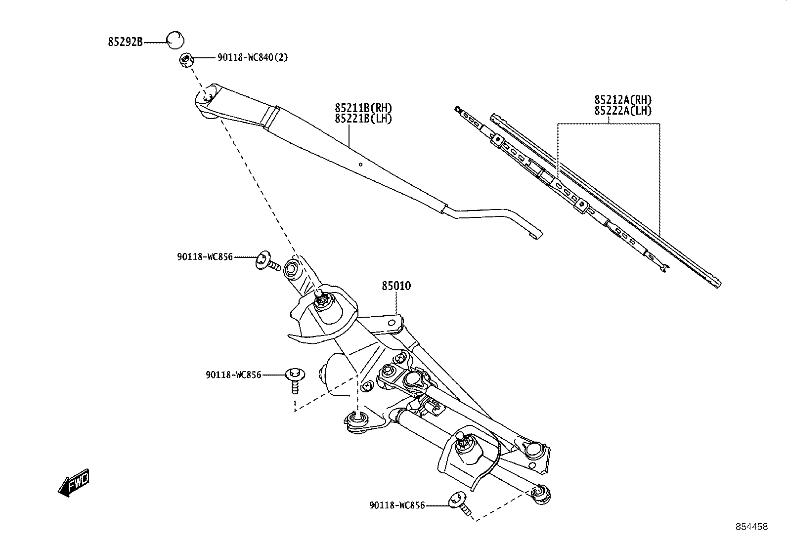 85211-WC003 ARM, FRONT WIPER, RH product image
