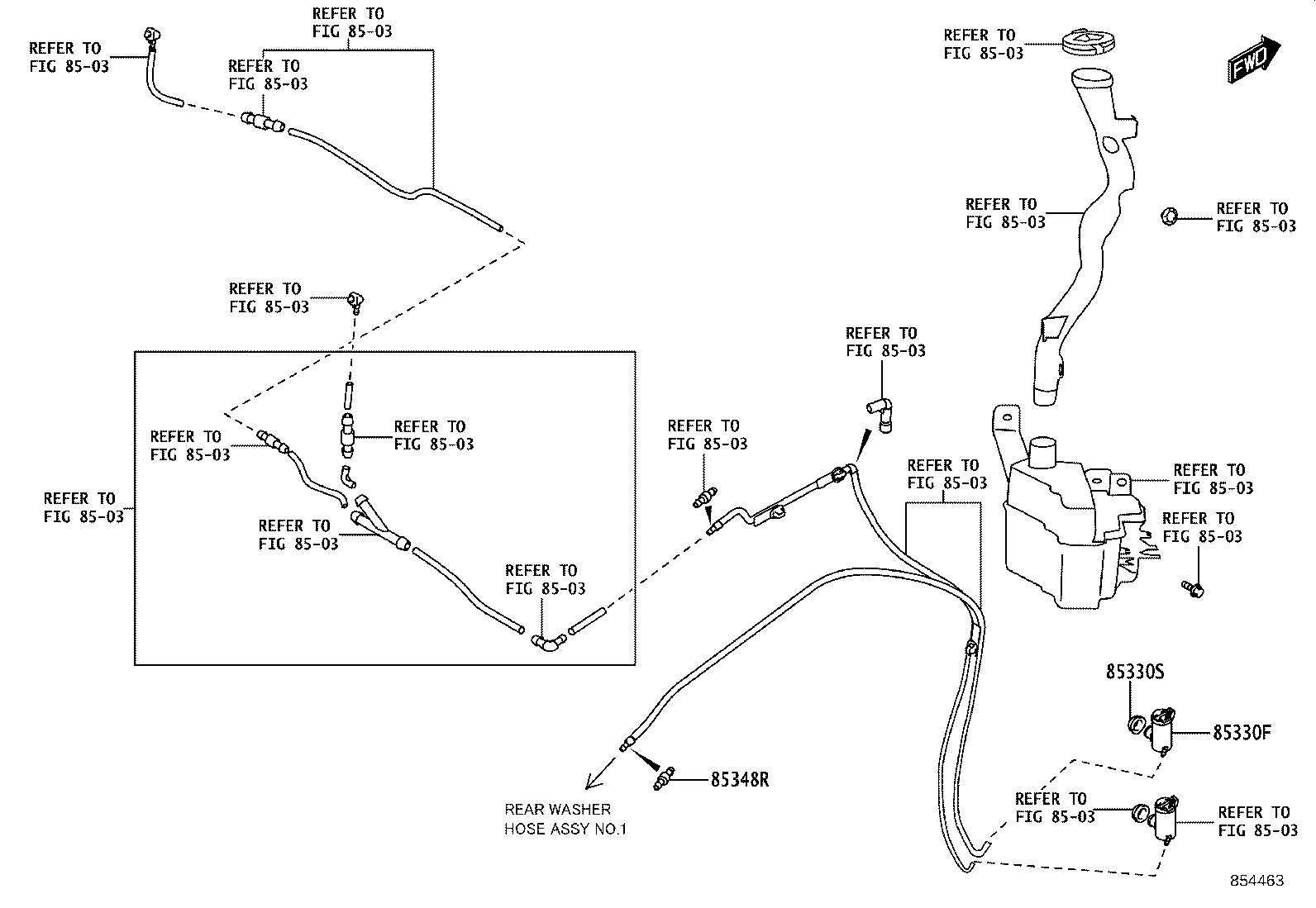 85355-WC003 JOINT, REAR WASHER HOSE, NO.2 product image