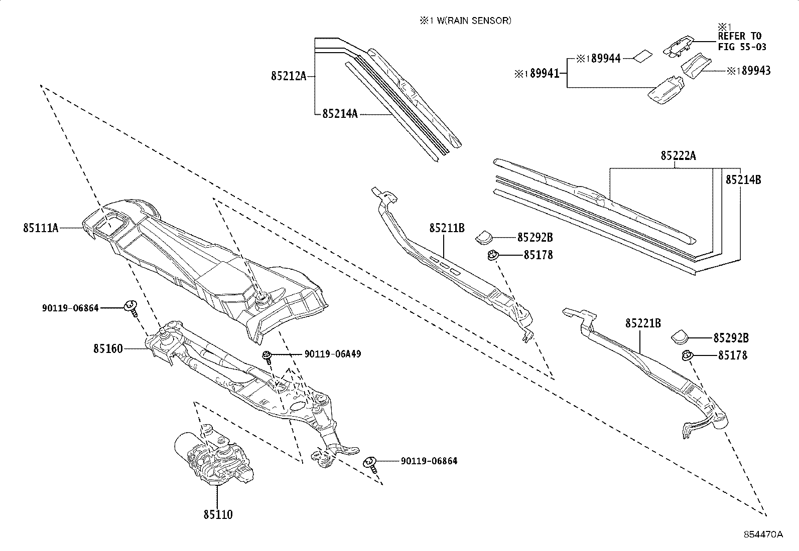 Toyota 85110-62110 MOTOR ASSY, WINDSHIELD WIPER