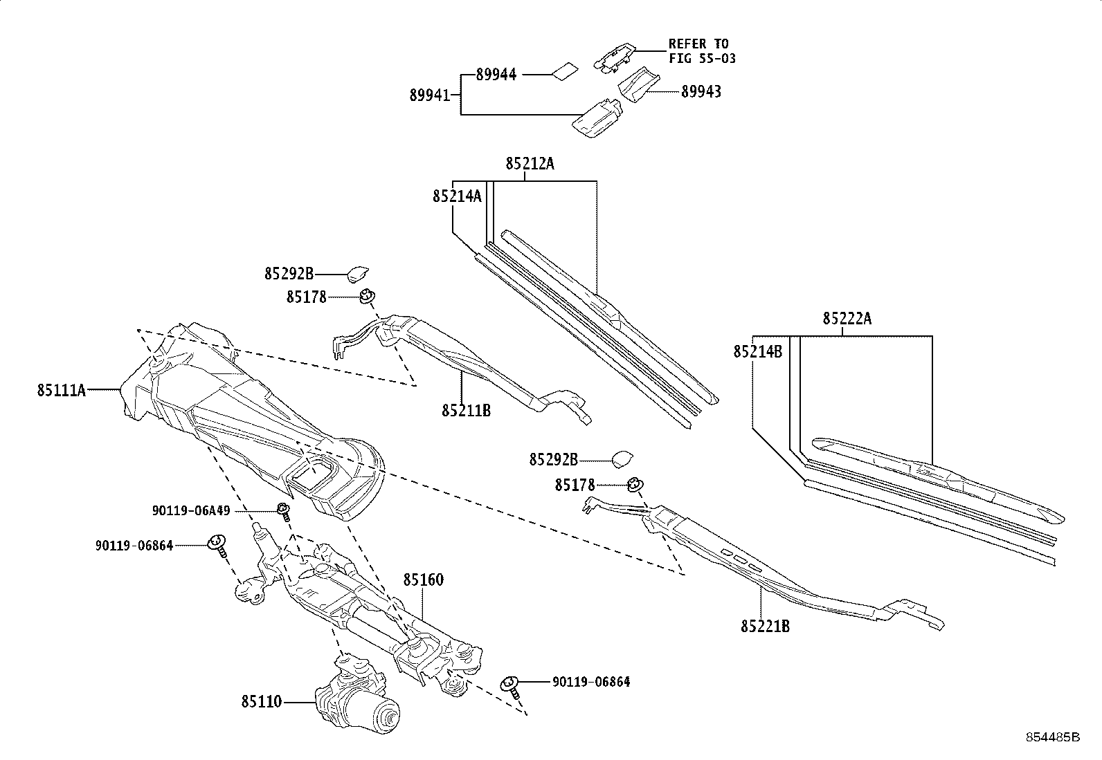 85110-62060 MOTOR ASSY, WINDSHIELD WIPER product image