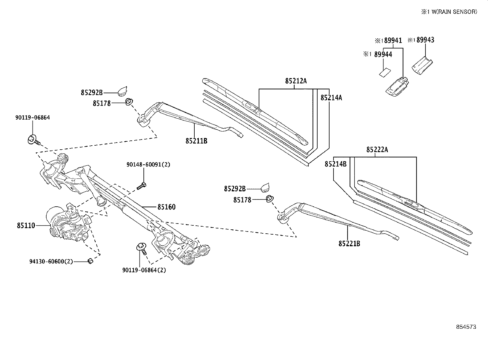 85221-60360 ARM, FRONT WIPER, LH product image