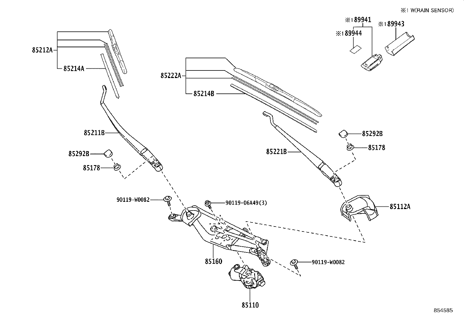 85211-0D290 ARM, FRONT WIPER, RH product image