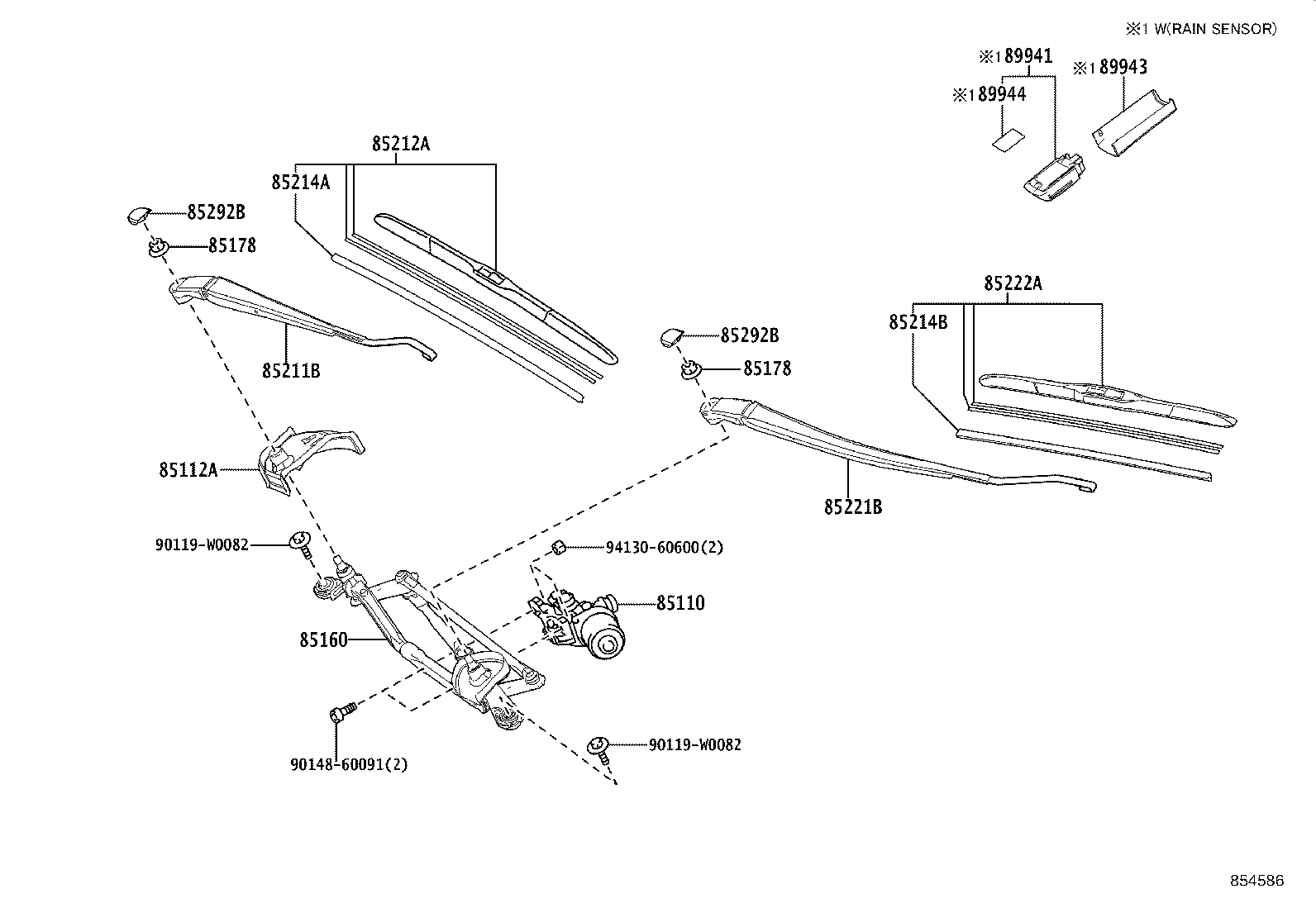 85211-0D290 ARM, FRONT WIPER, RH product image