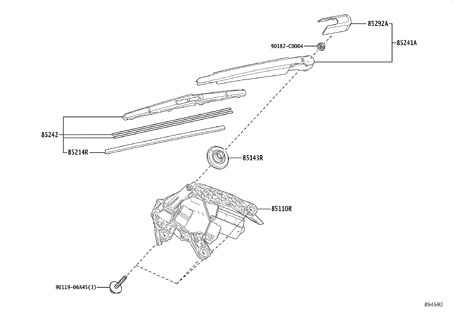 85242-0E130 BLADE, RR WIPER product image