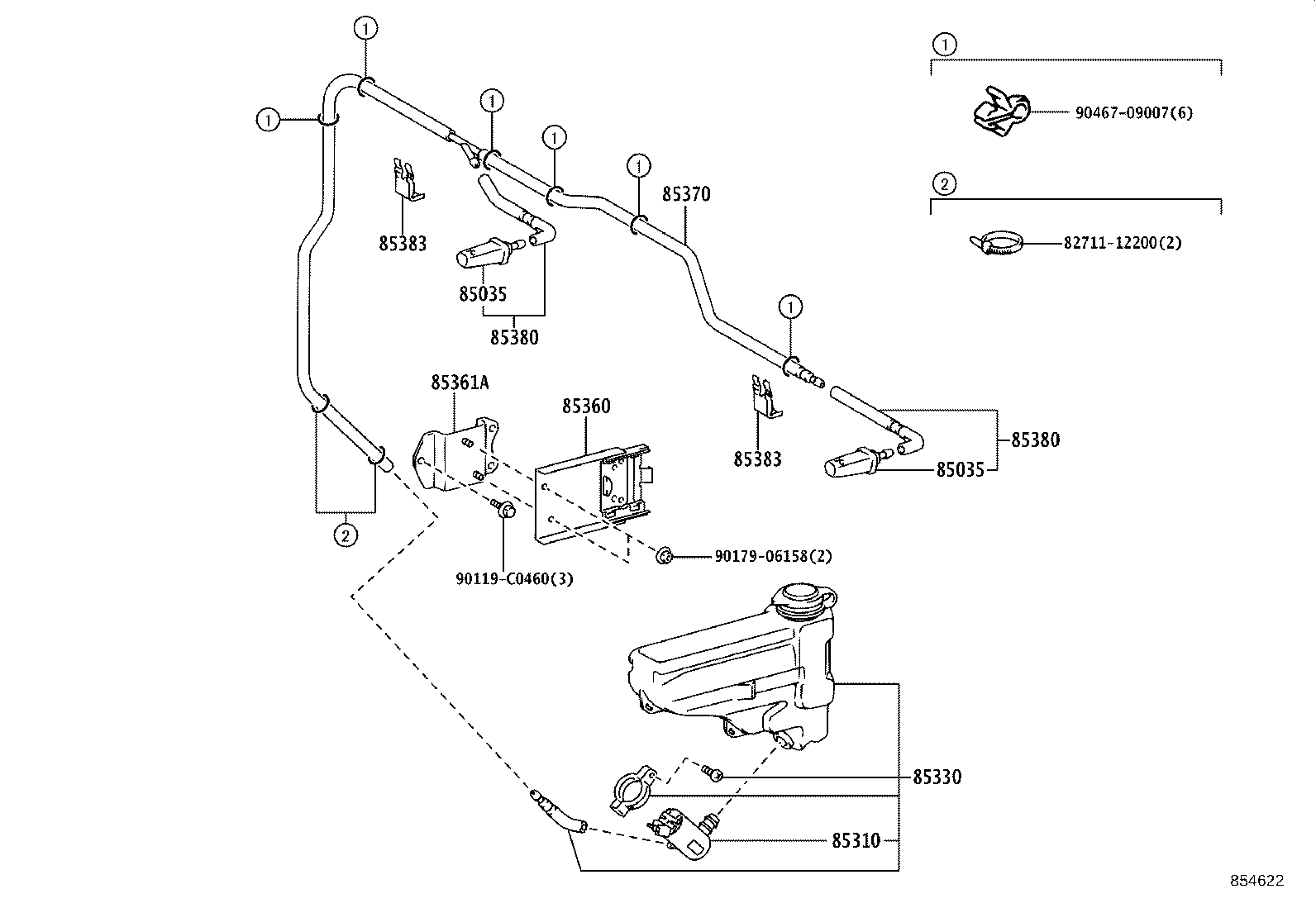 85360-0S010 BRACKET ASSY, WINDSHIELD WASHER product image