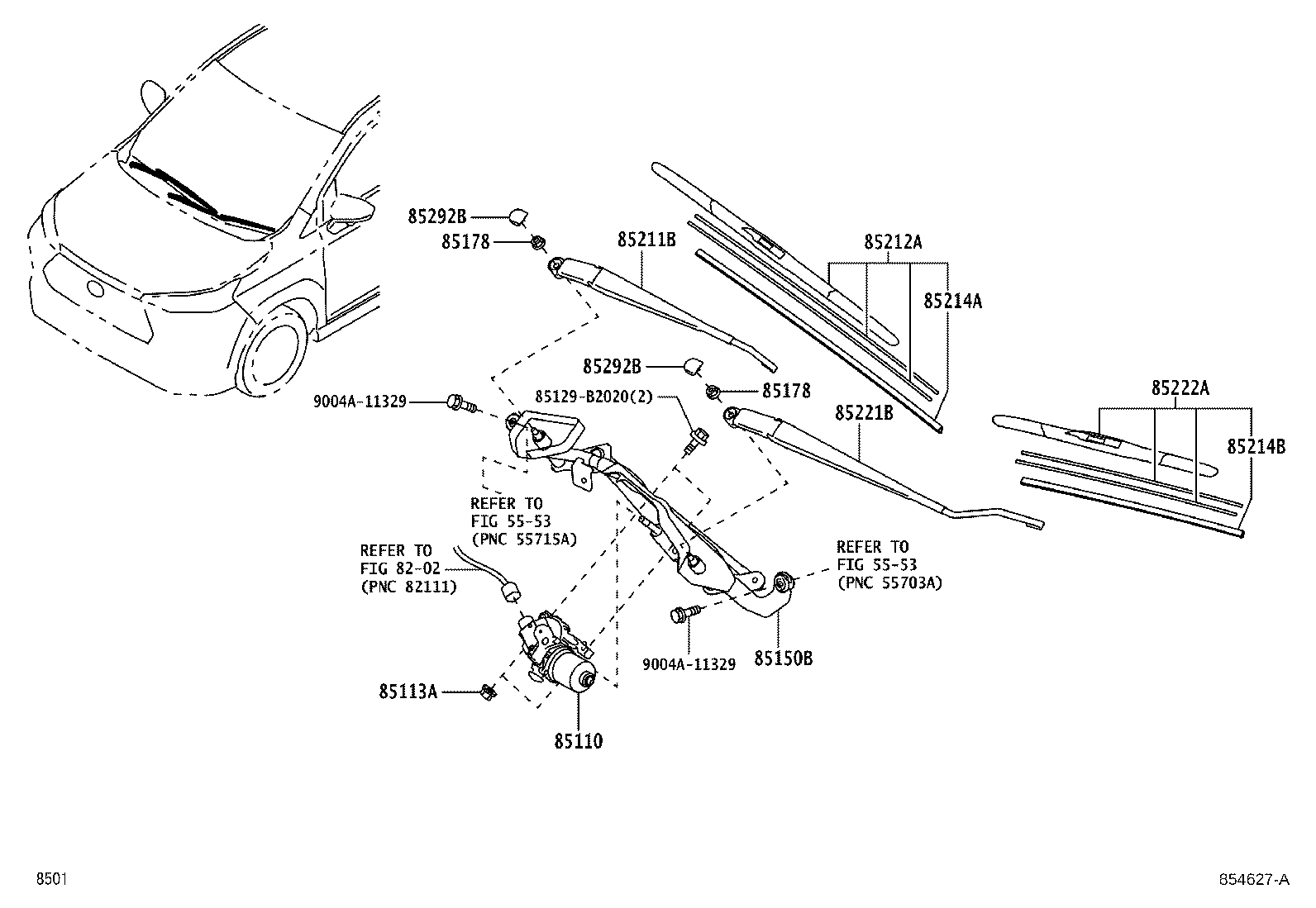 Toyota 85110-BZ300 MOTOR ASSY, WINDSHIELD WIPER