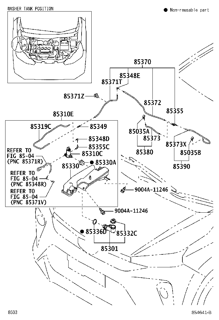 Toyota 85374-BZF10 HOSE, WINDSHIELD WASHER (FROM JOINT TO JOINT), NO.1