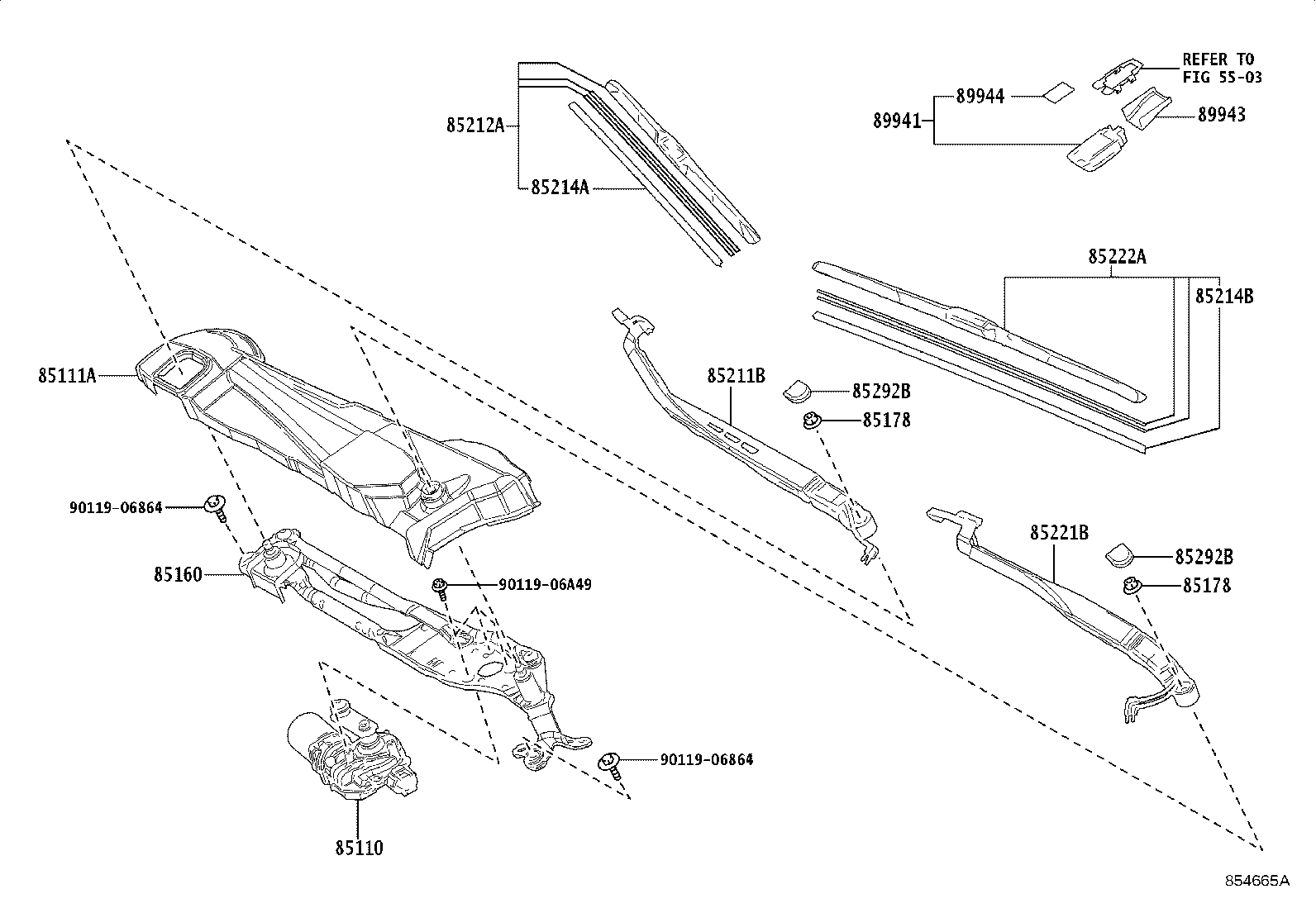 85110-62060 MOTOR ASSY, WINDSHIELD WIPER product image