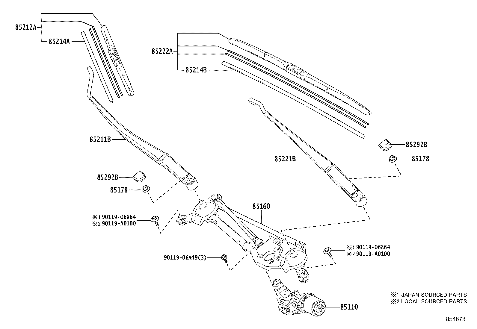 85222-0A060 BLADE, FR WIPER, LH product image