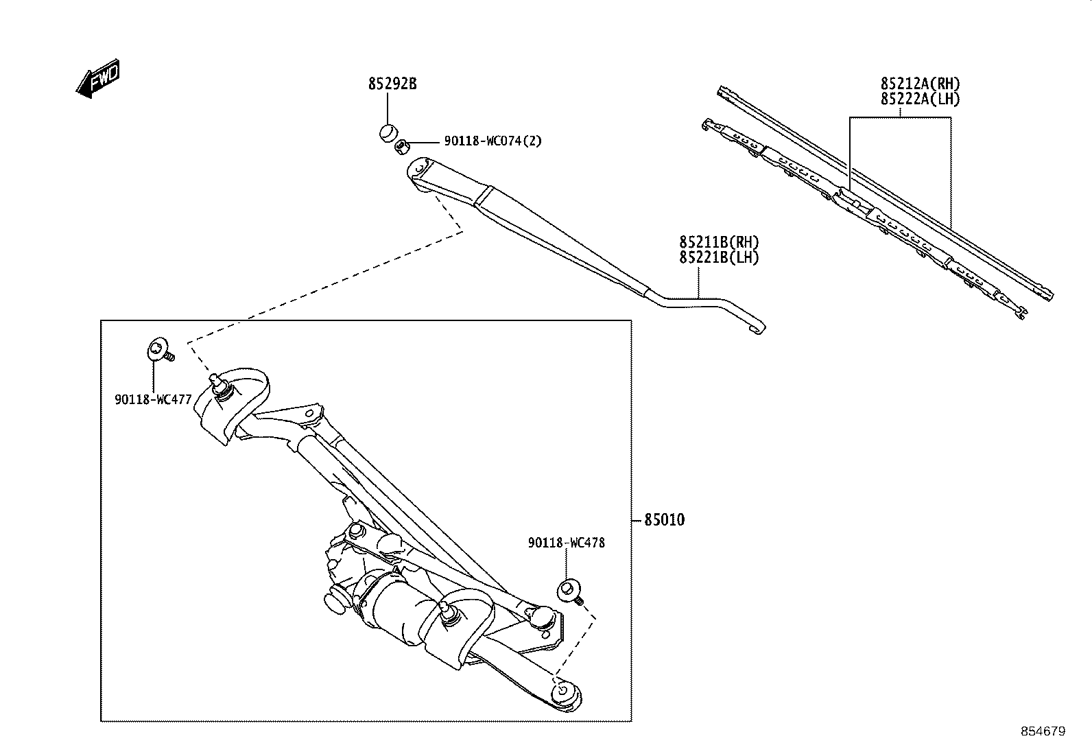 85211-WC006 ARM, FRONT WIPER, LH product image