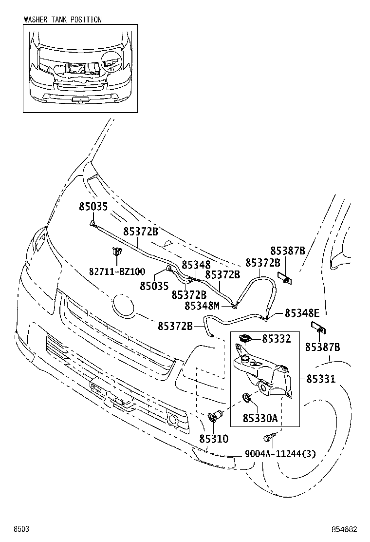 85315-BZ090 JAR SUB-ASSY, WINDSHIELD WASHER product image