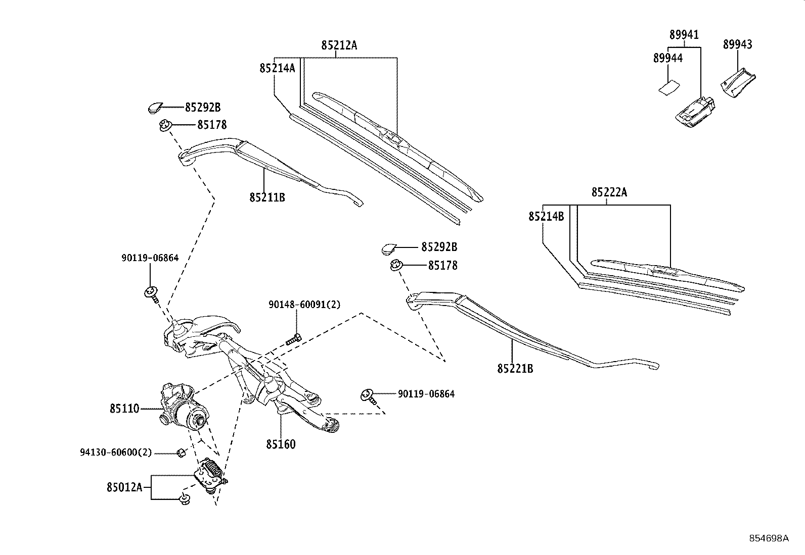 85110-78070 MOTOR ASSY, WINDSHIELD WIPER product image