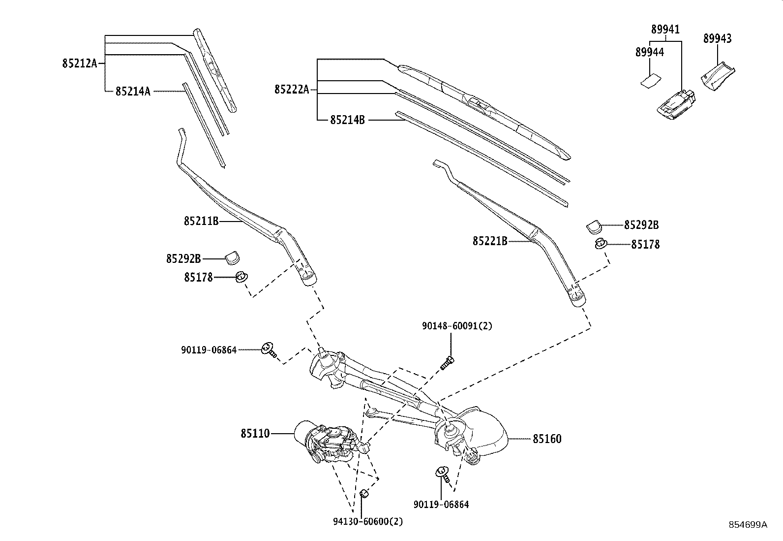 Toyota 85110-78060 MOTOR ASSY, WINDSHIELD WIPER
