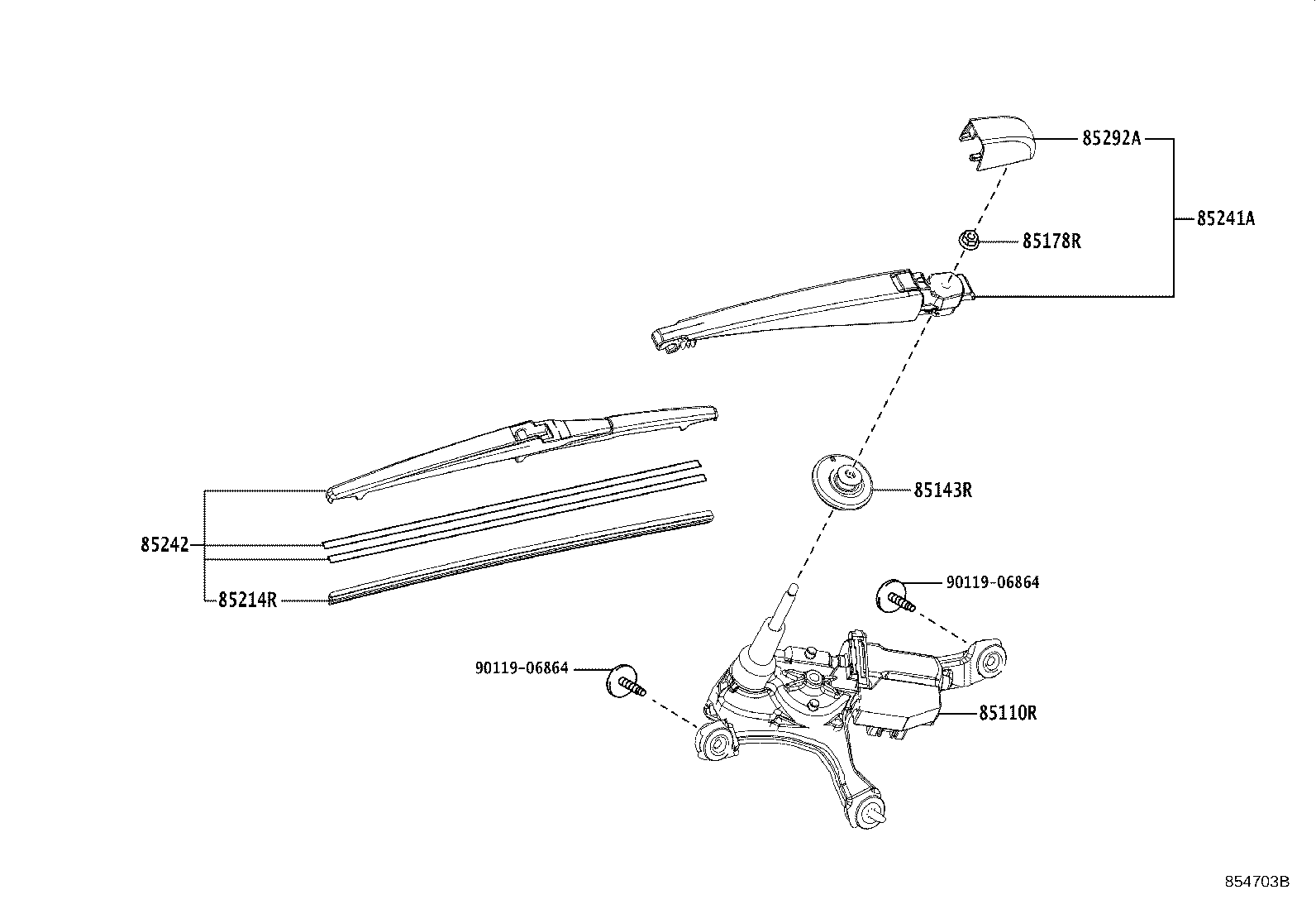 Toyota 85292-78030 CAP, REAR WIPER ARM HEAD