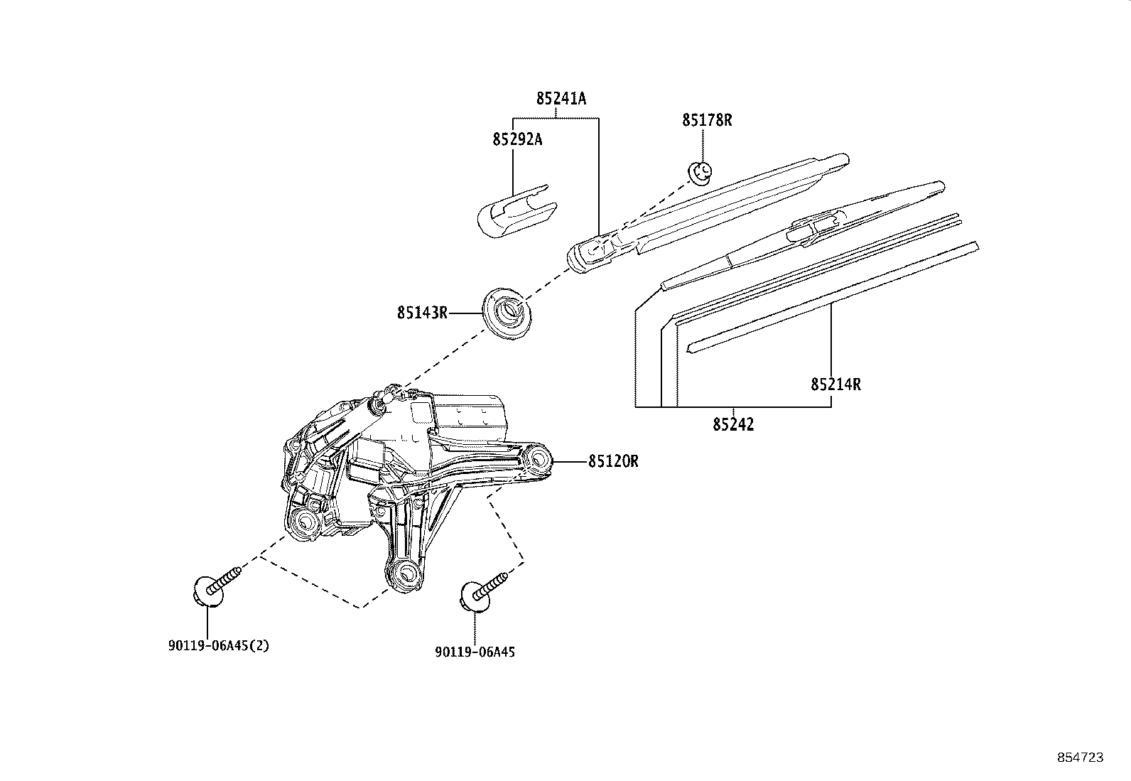 85214-08060 RUBBER, REAR WIPER product image