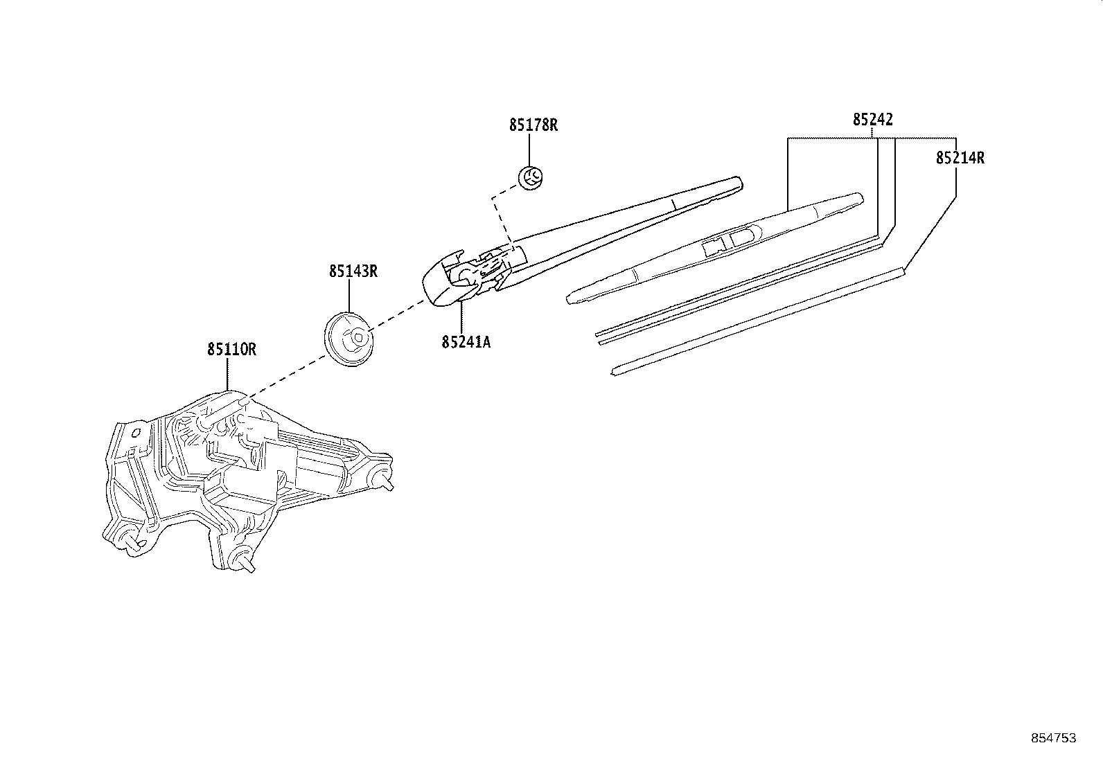 85241-60250 ARM, REAR WIPER product image