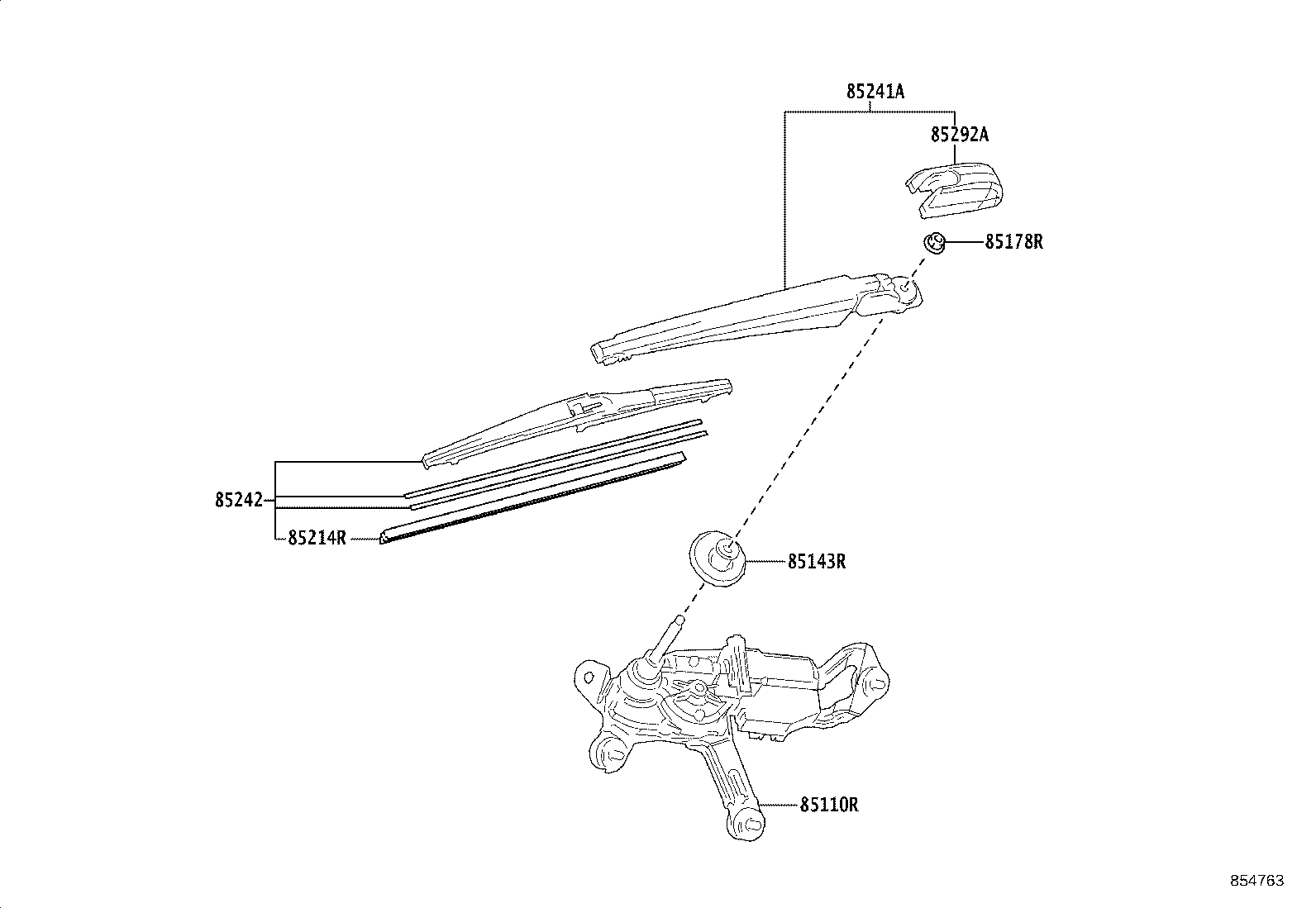 85292-02070 CAP, REAR WIPER ARM HEAD product image