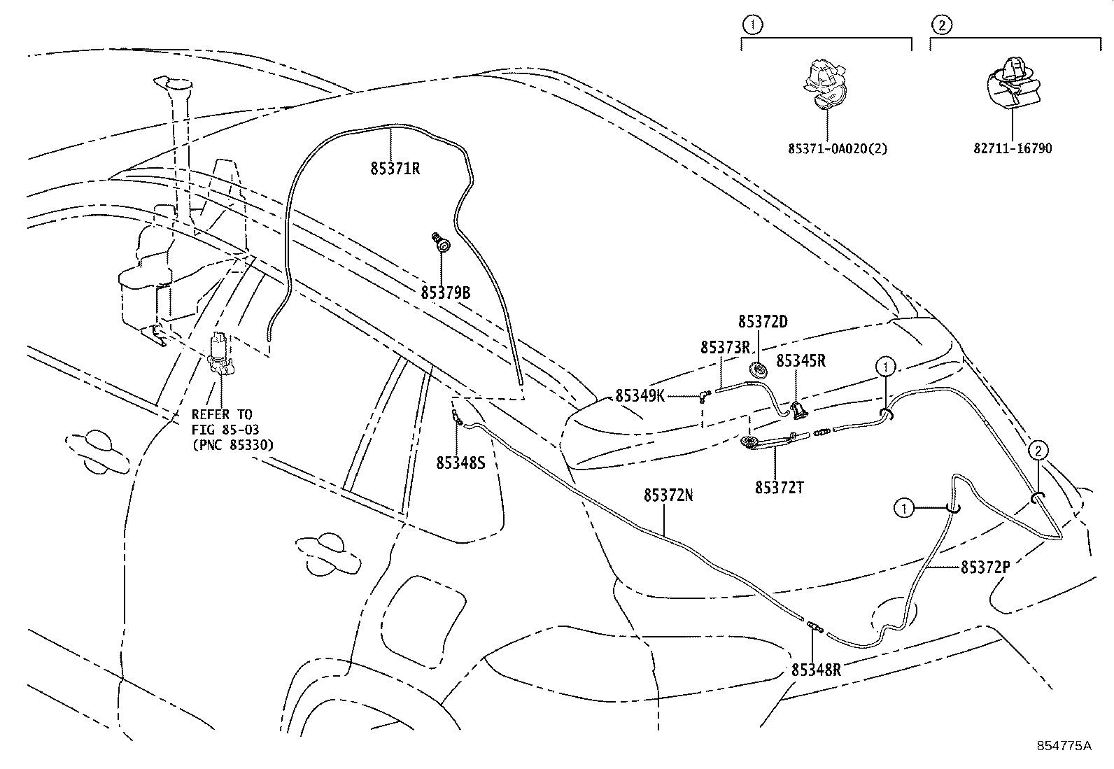 90069-46166 HOSE, REAR WASHER (FROM JOINT TO NOZZLE) product image