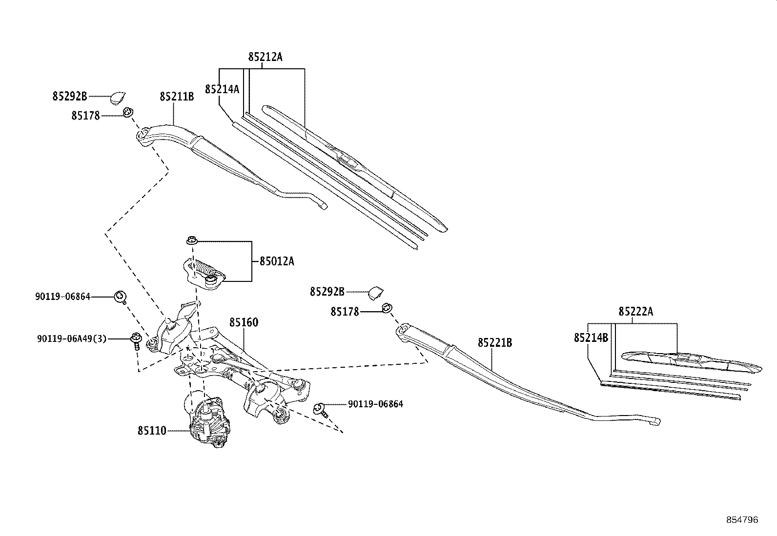 85110-28320 MOTOR ASSY, WINDSHIELD WIPER product image