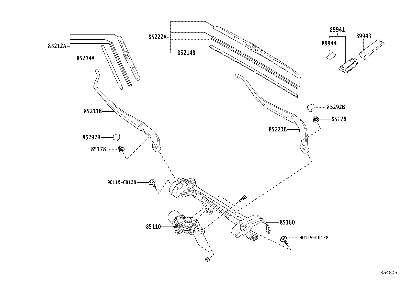 85222-0R090 BLADE, FR WIPER, LH product image