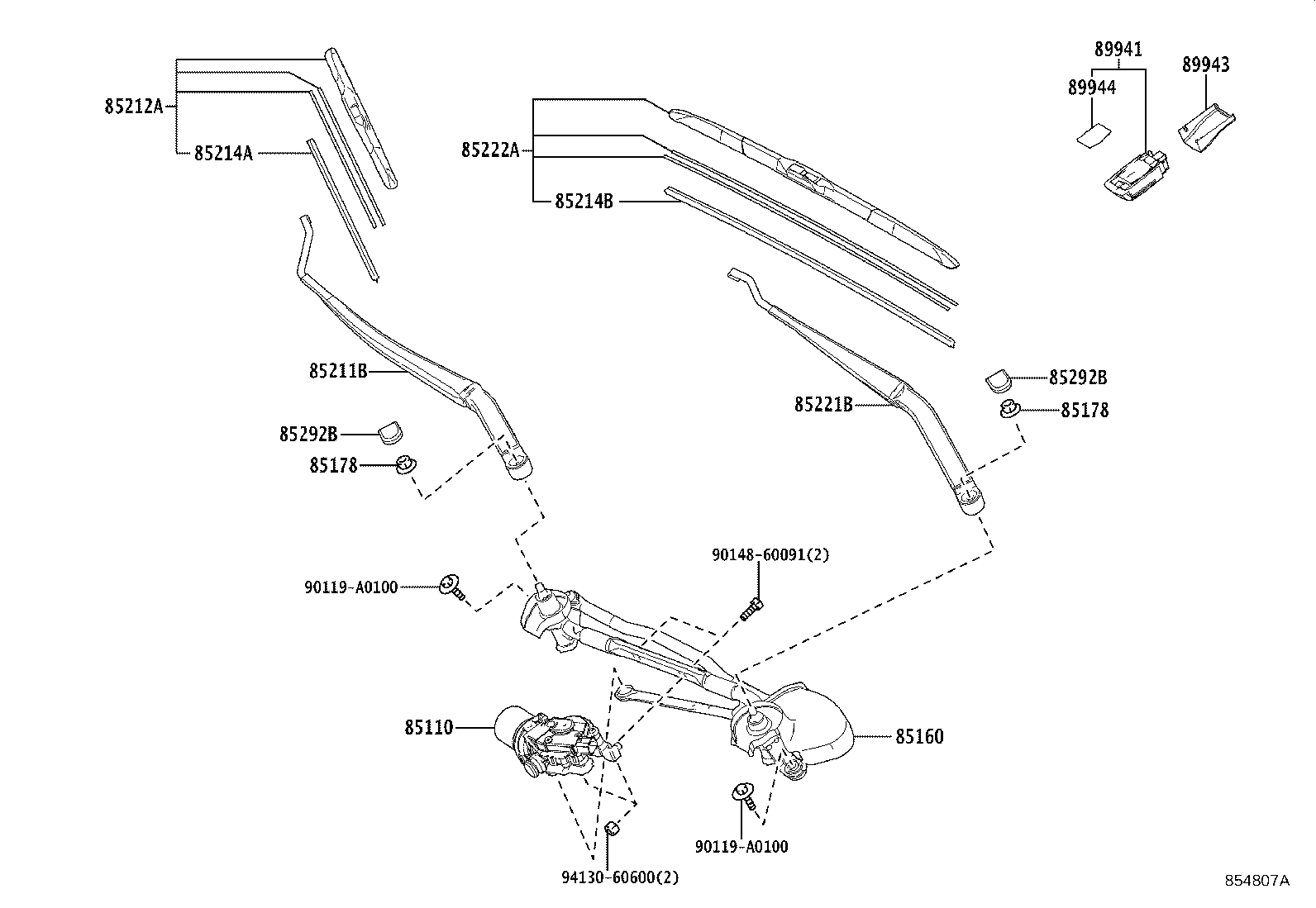 Toyota 85221-F6010 ARM, FRONT WIPER, LH