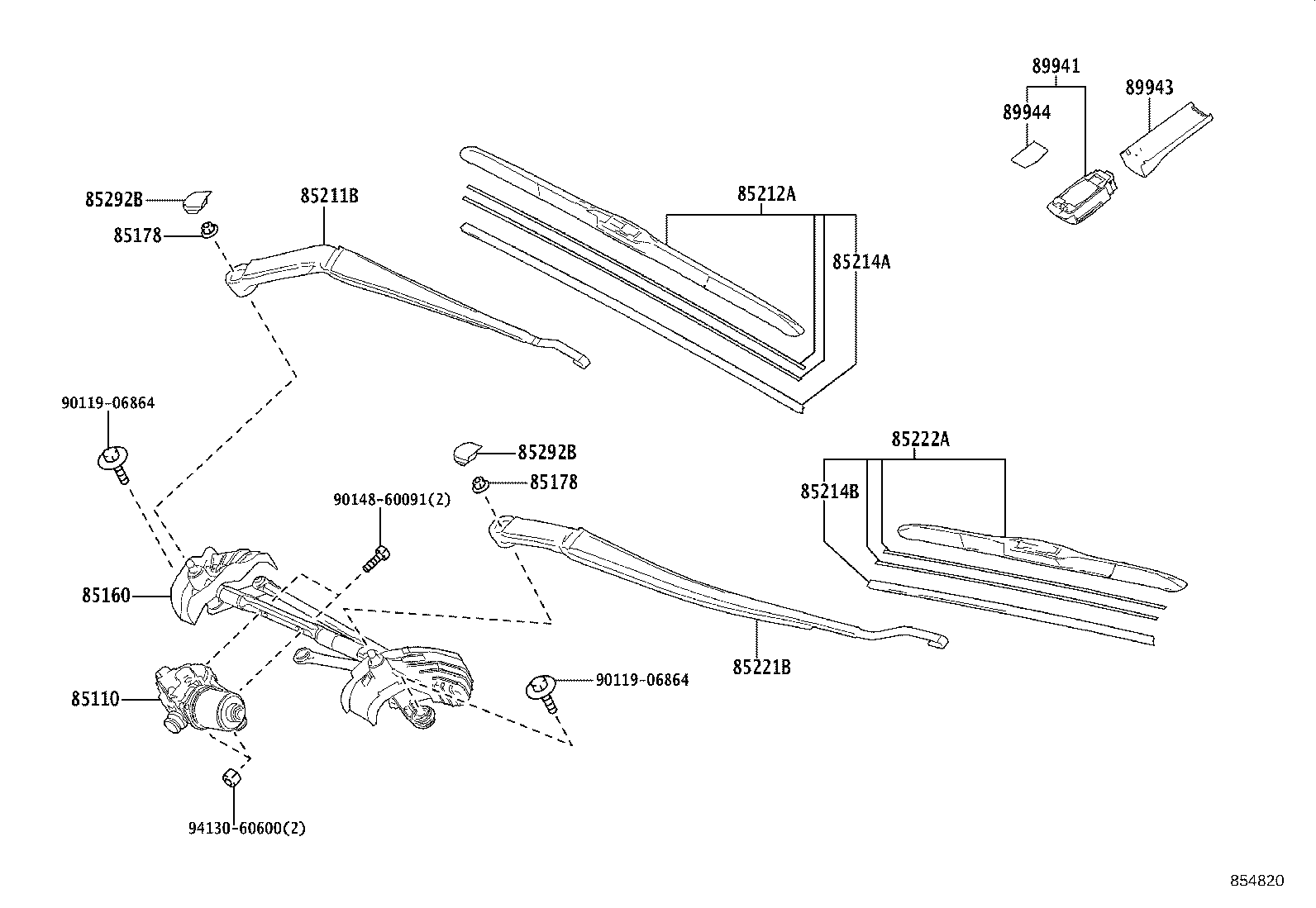 85211-42310 ARM, FRONT WIPER, RH product image