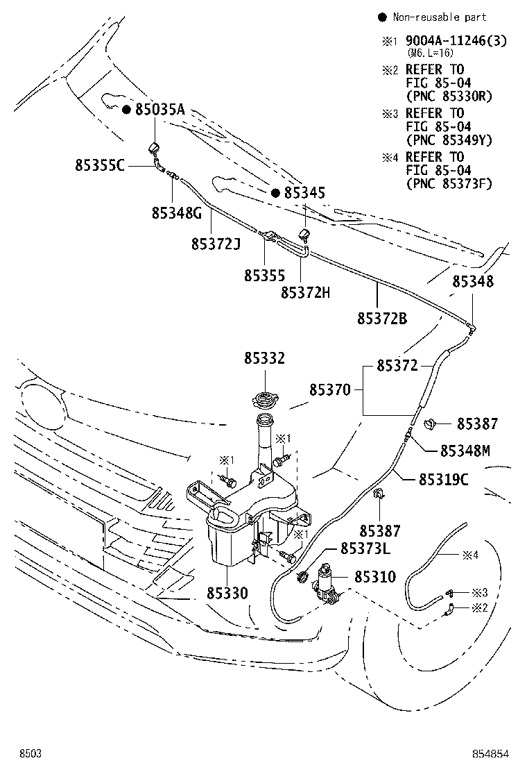 85374-BZB50 HOSE, WINDSHIELD WASHER (FROM JOINT TO JOINT), NO.2 product image