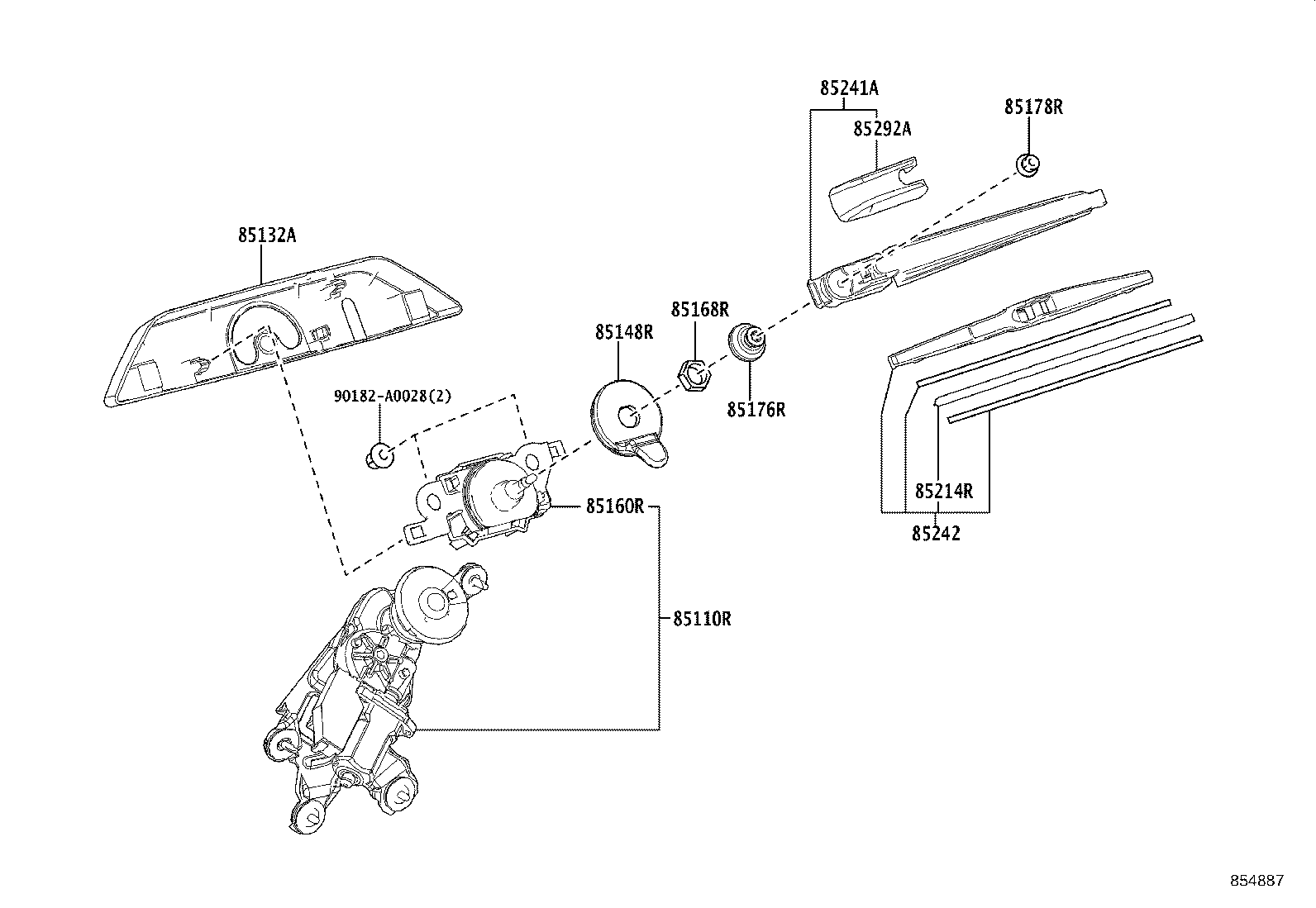 85132-0C010 COVER, REAR WIPER SHAFT product image