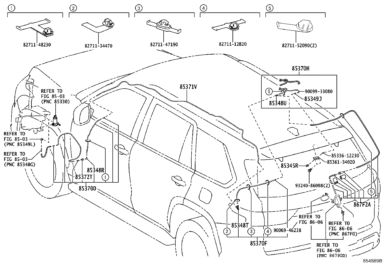 Toyota 85370-0C110 HOSE ASSY, REAR WASHER, NO.1
