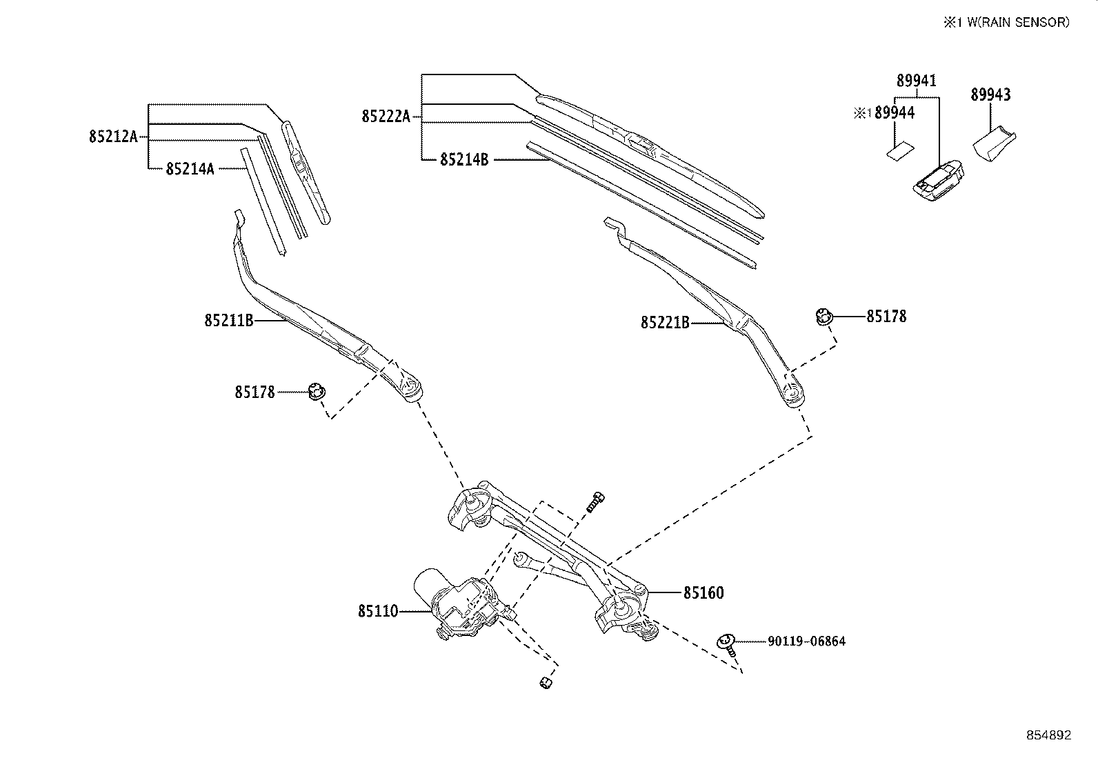 85110-76110 MOTOR ASSY, WINDSHIELD WIPER product image