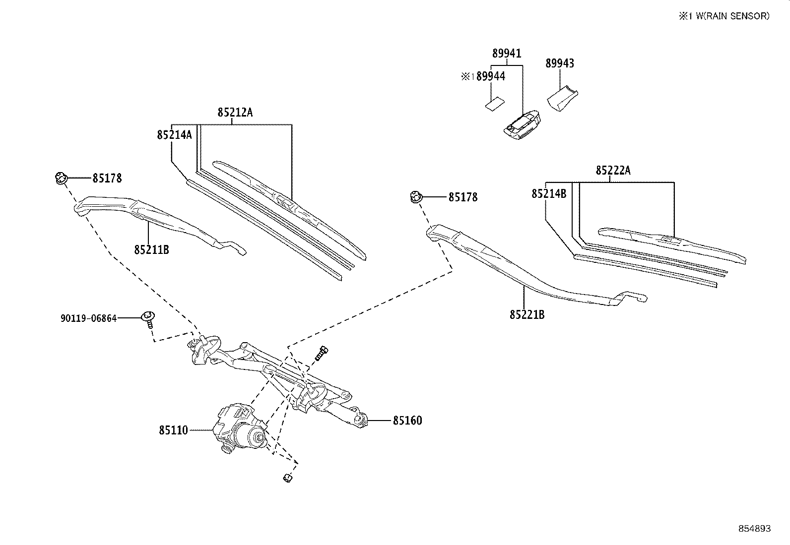 85110-76110 MOTOR ASSY, WINDSHIELD WIPER product image