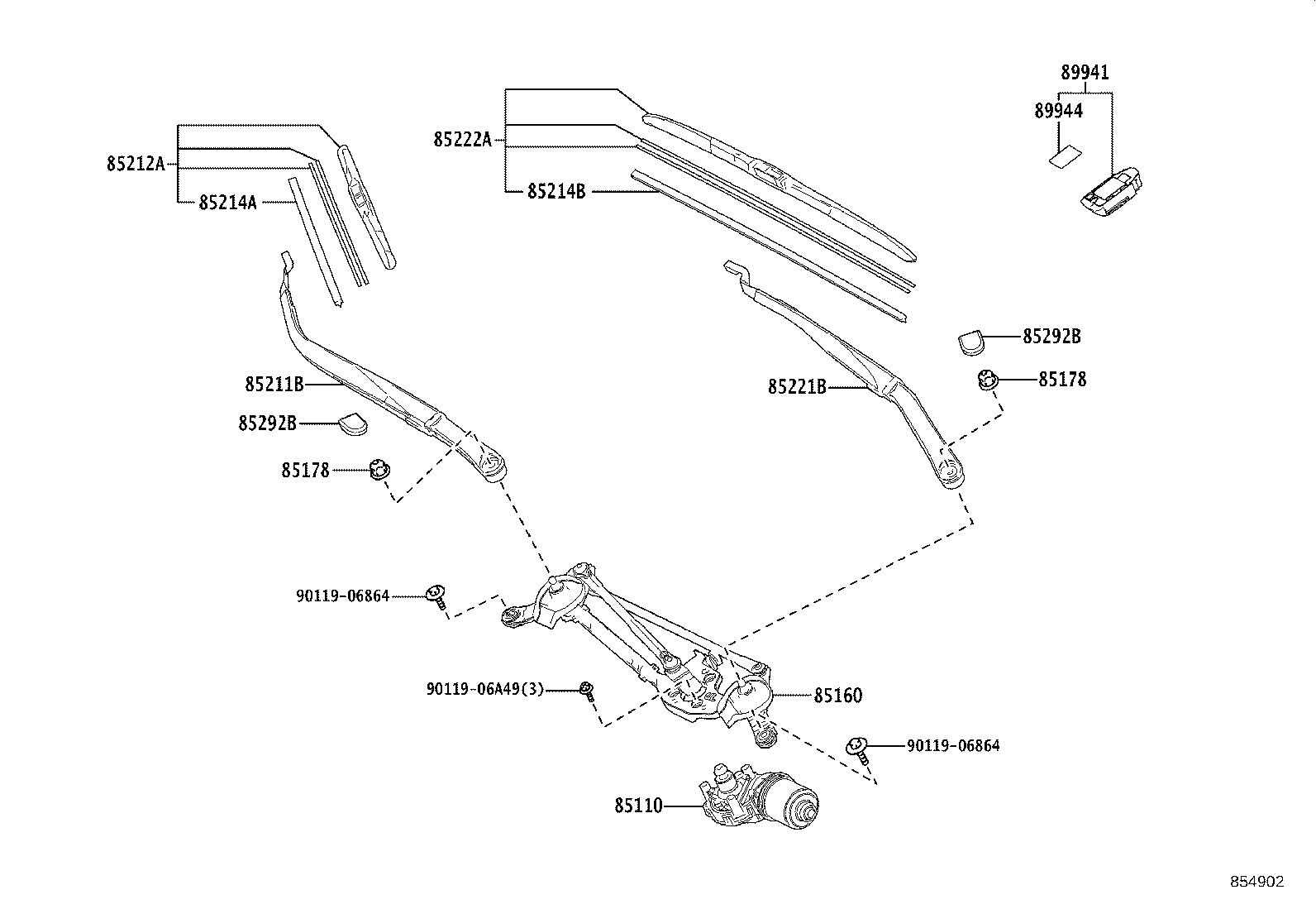 85110-16680 MOTOR ASSY, WINDSHIELD WIPER product image