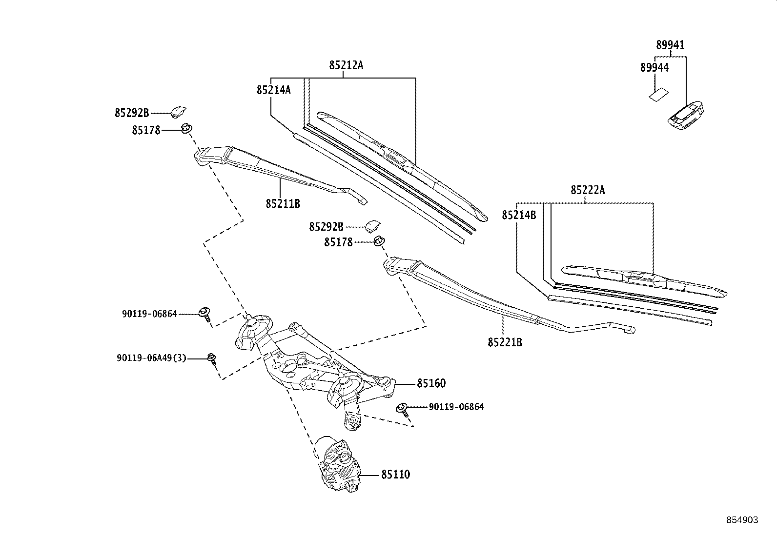 85110-16680 MOTOR ASSY, WINDSHIELD WIPER product image