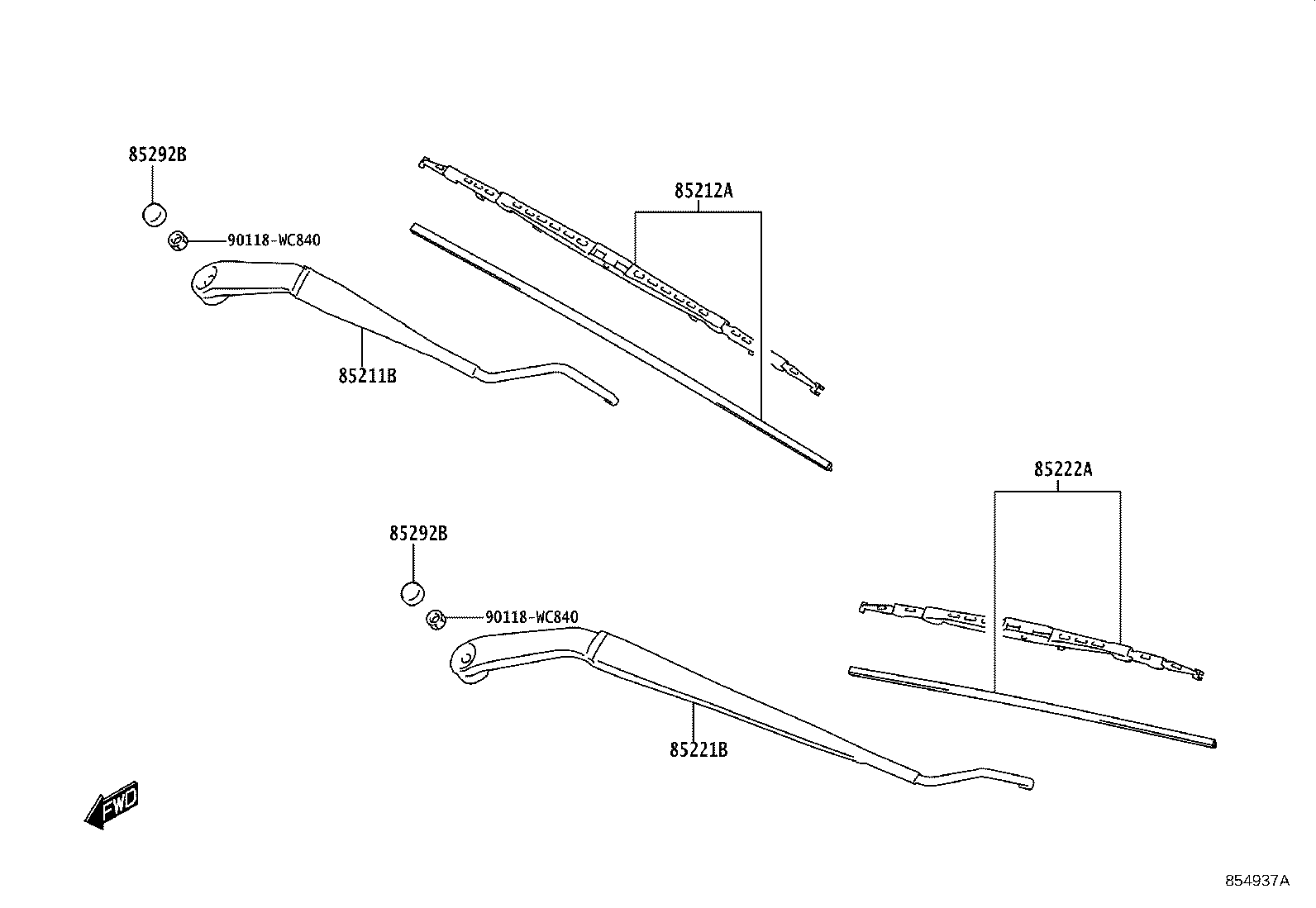 85221-WC008 ARM, FRONT WIPER, LH product image