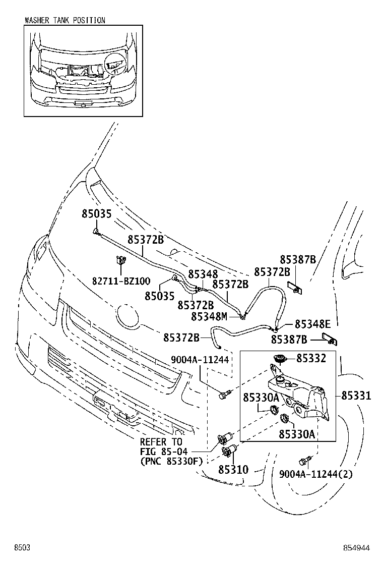 85315-BZ090 JAR SUB-ASSY, WINDSHIELD WASHER product image