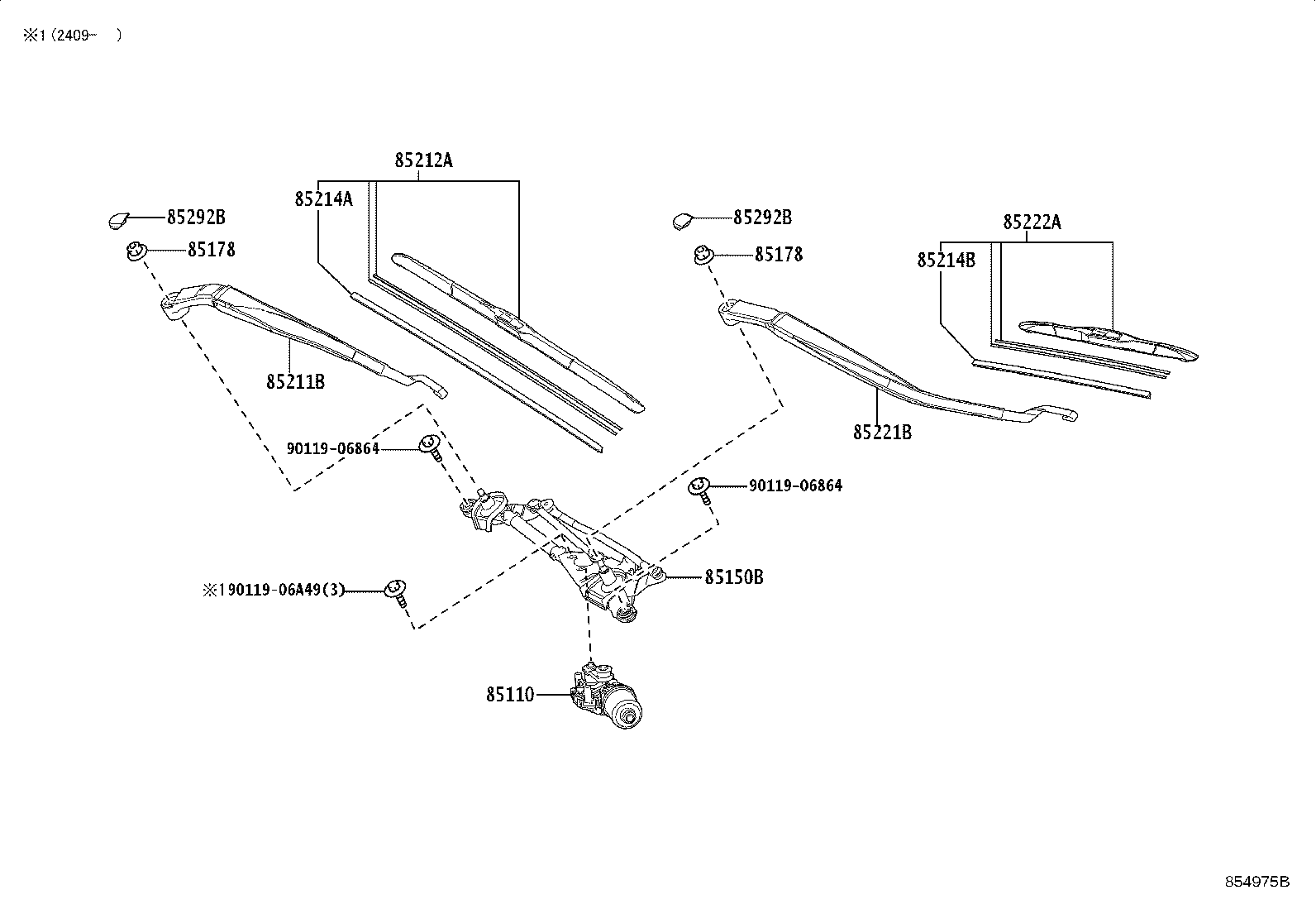 85211-12700 ARM, FRONT WIPER, RH product image