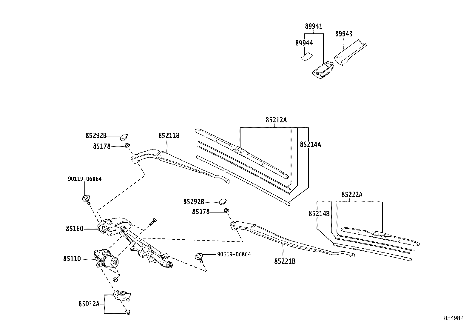 85211-46070 ARM, FRONT WIPER, RH product image