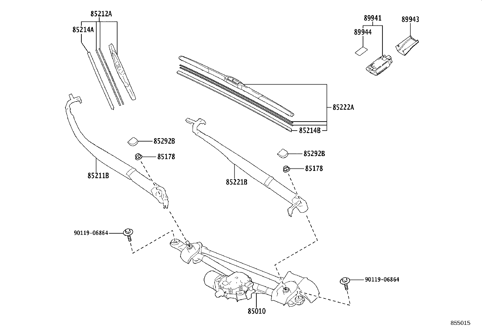 85211-48290 ARM, FRONT WIPER, RH product image