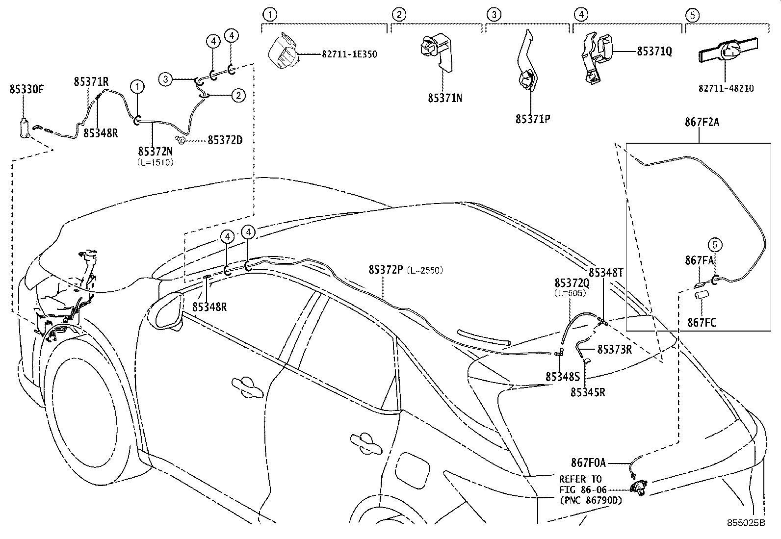 Toyota 82711-24760 CLAMP, REAR WASHER HOSE, NO.2