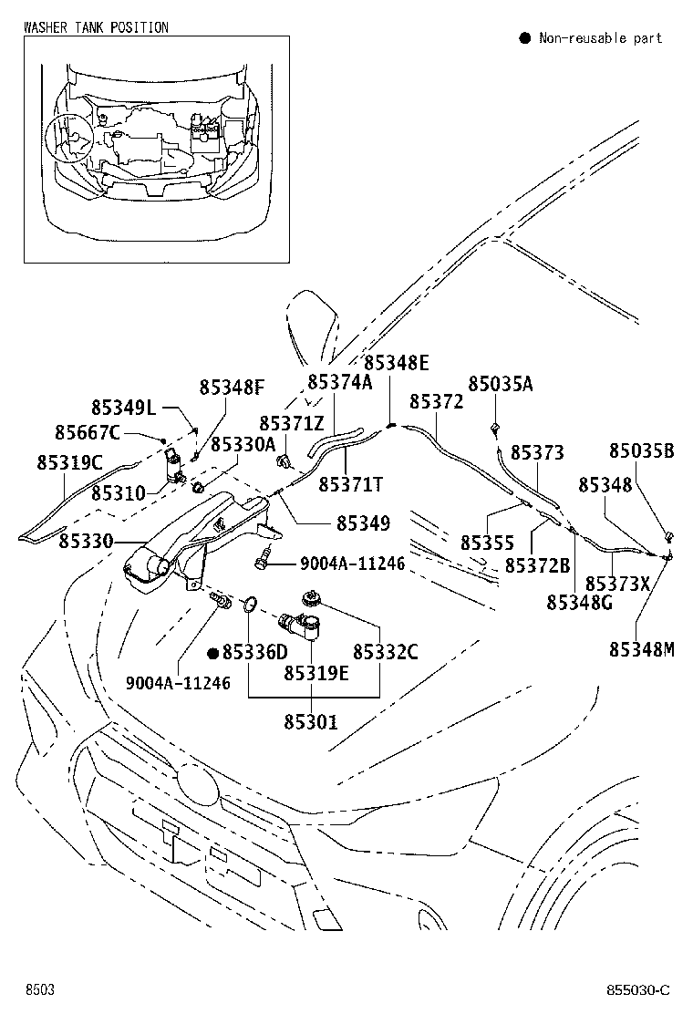 85376-BZ040 VALVE, WINDSHIELD WASHER HOSE product image