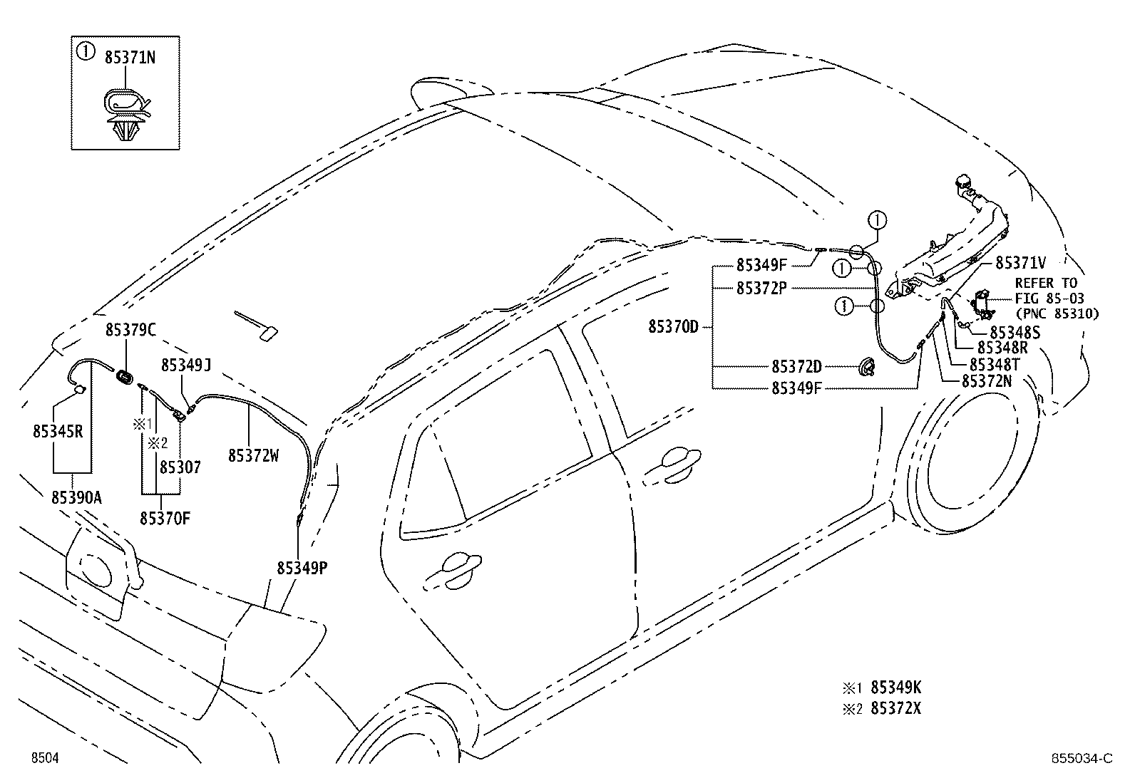 85374-BZP60 HOSE, REAR WASHER (FROM JOINT TO JOINT), NO.6 product image