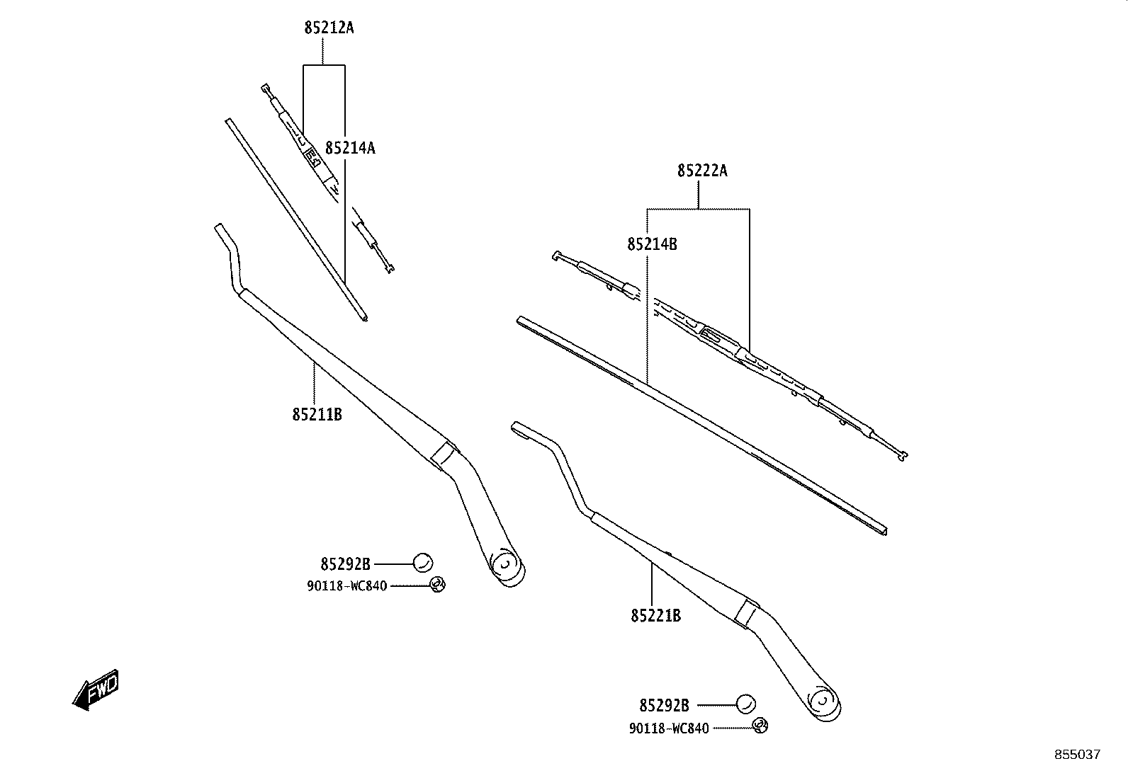 85212-WC020 BLADE, FR WIPER, LH product image
