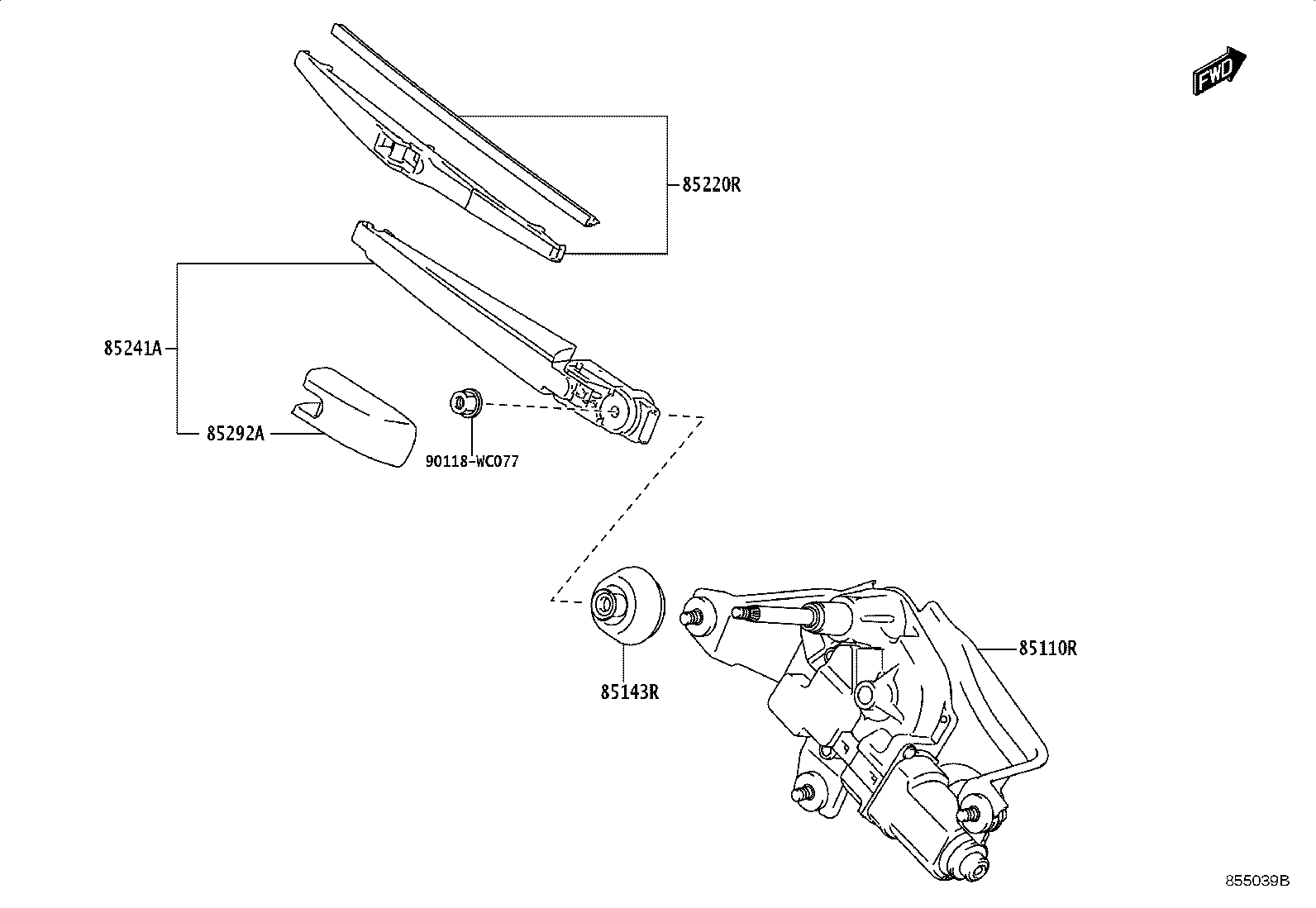 85242-WC005 BLADE ASSY, REAR WIPER product image