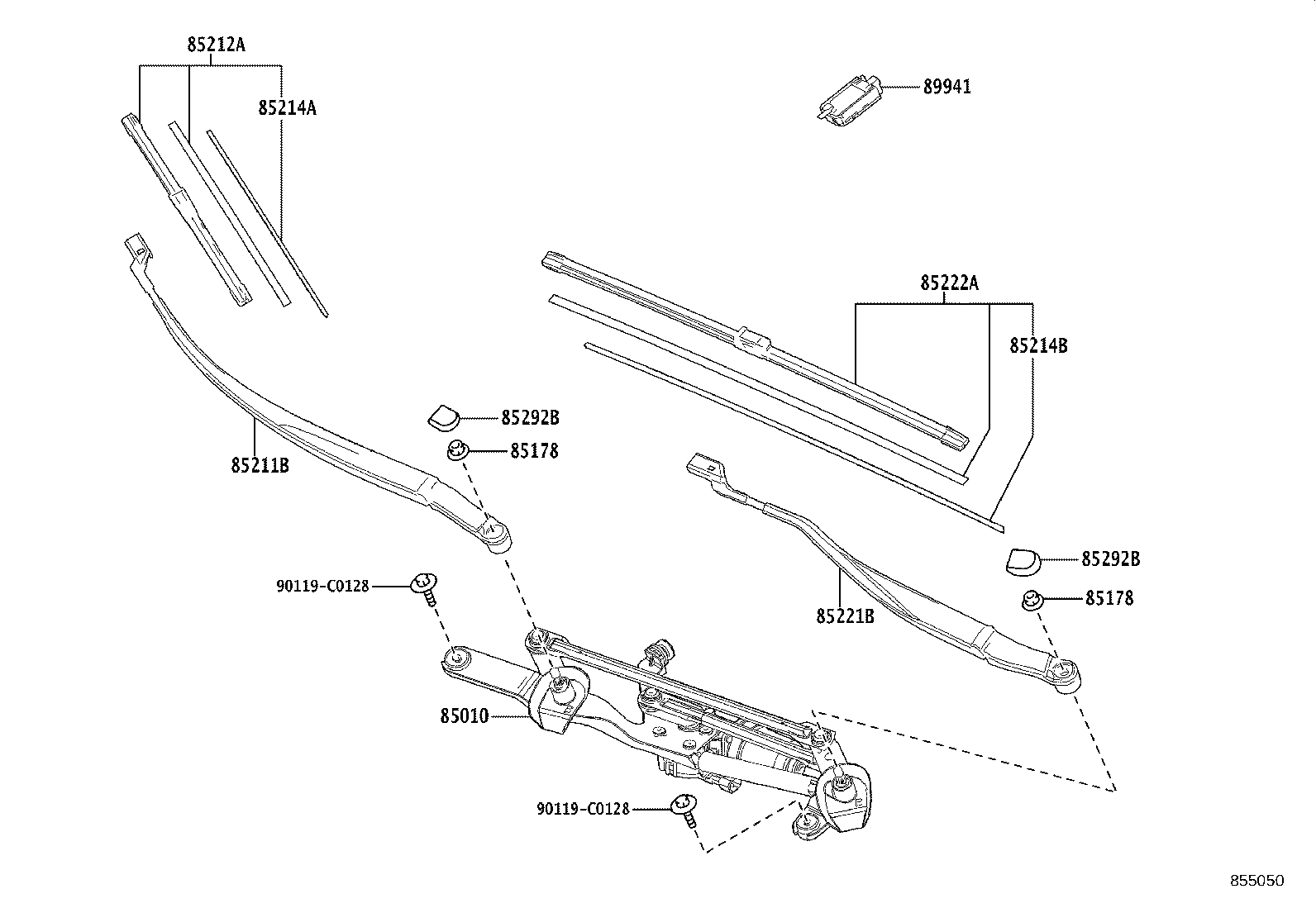 85211-03040 ARM, FRONT WIPER, RH product image